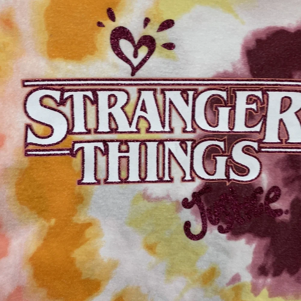 Justice Stranger Things Glitter Tie Dye Tee Shirt. Size Small